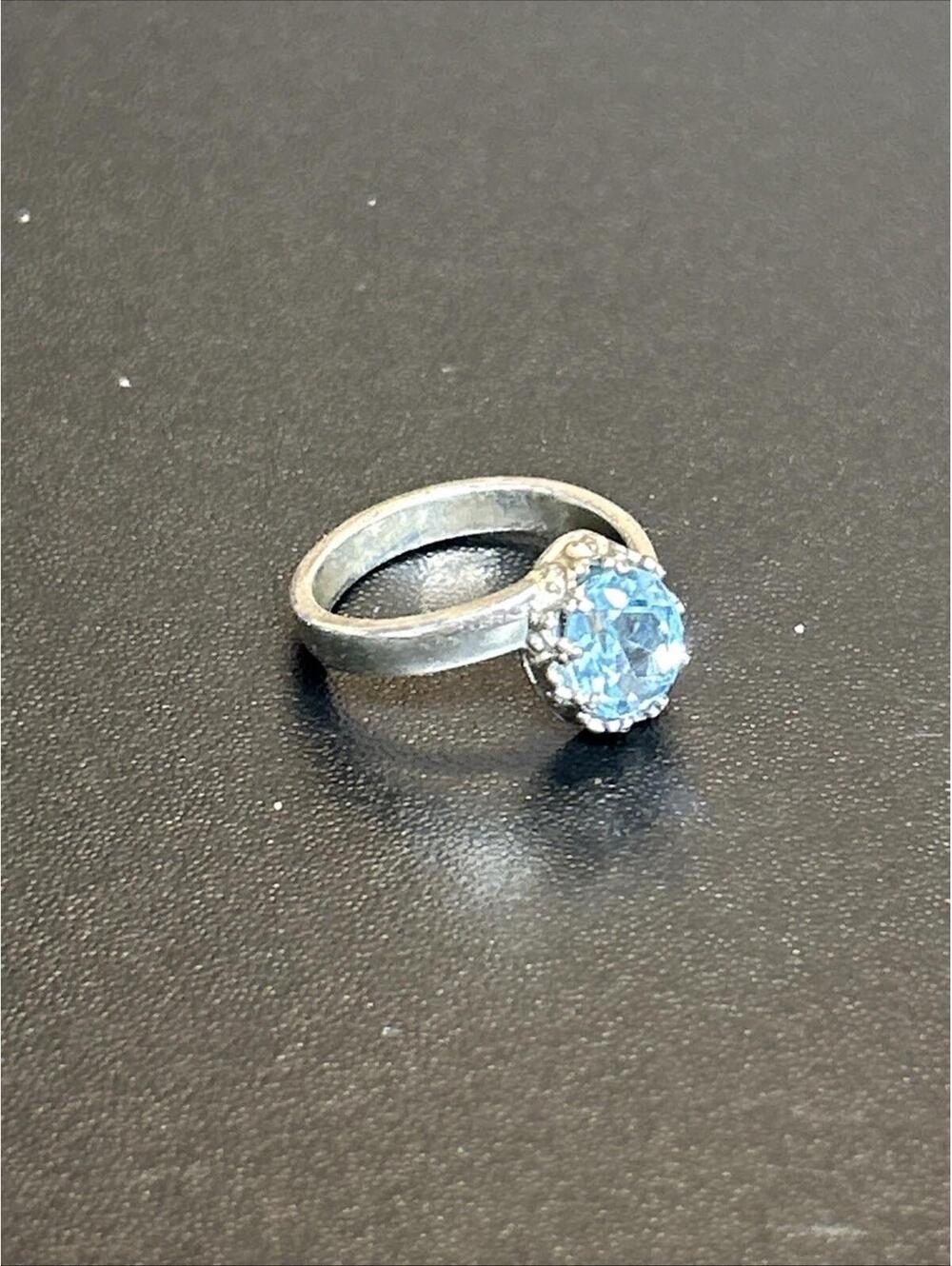 Sky Blue Topaz Gemstone Ring- Oval 925 Sterling Silver-Size 7-Band 3mm
